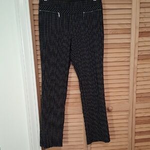 Black and White Check Pattern Pull-on Pants